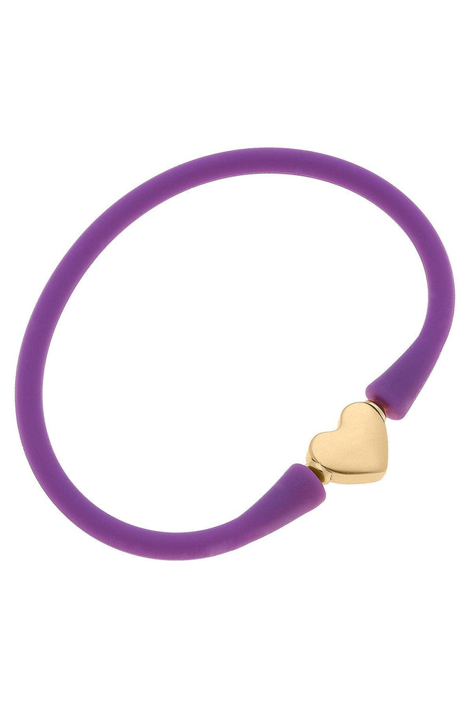 Bali Heart Bead Silicone Bracelet in Purple - Canvas Style