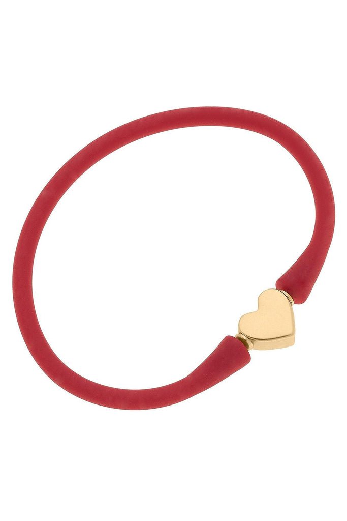 Bali Heart Bead Silicone Bracelet in Red - Canvas Style