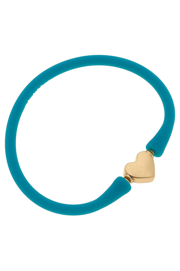 Bali Heart Bead Silicone Bracelet in Teal - Canvas Style