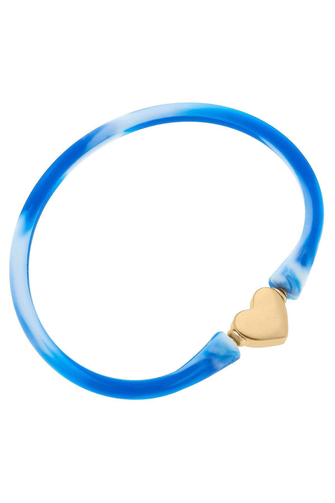 Bali Heart Bead Silicone Bracelet in Tie Dye Blue - Canvas Style