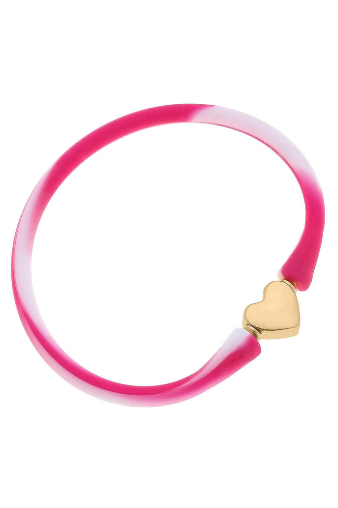 Bali Heart Bead Silicone Bracelet in Tie Dye Pink - Canvas Style