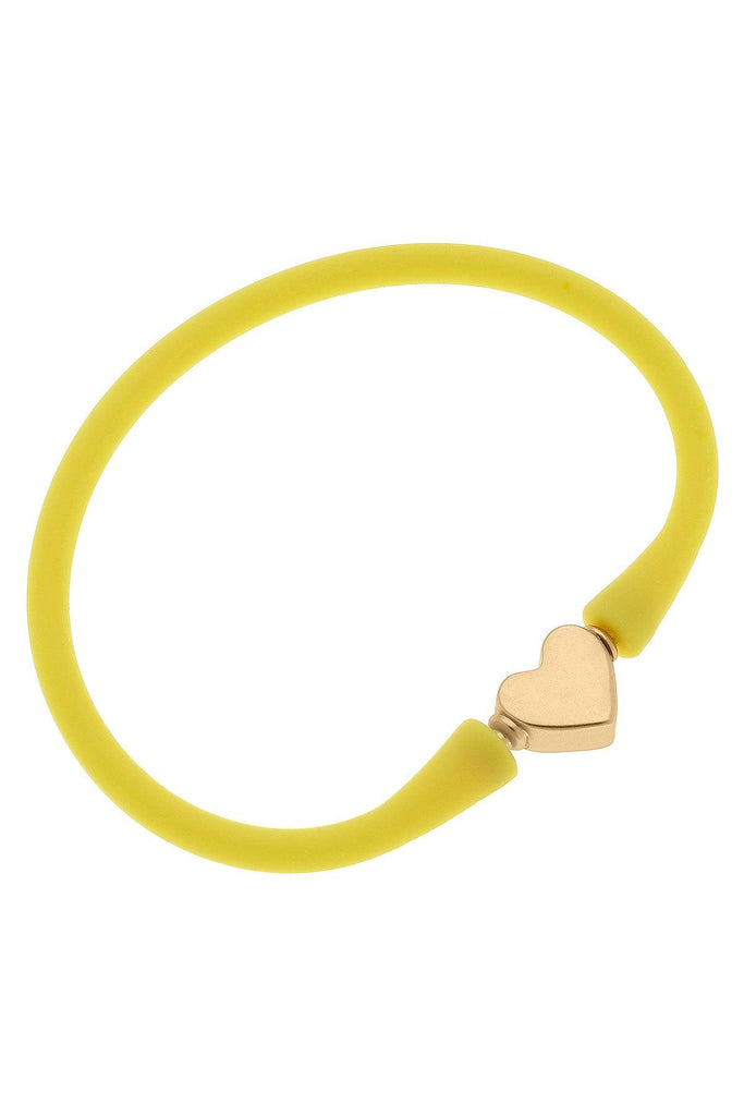 Bali Heart Bead Silicone Bracelet in Yellow - Canvas Style