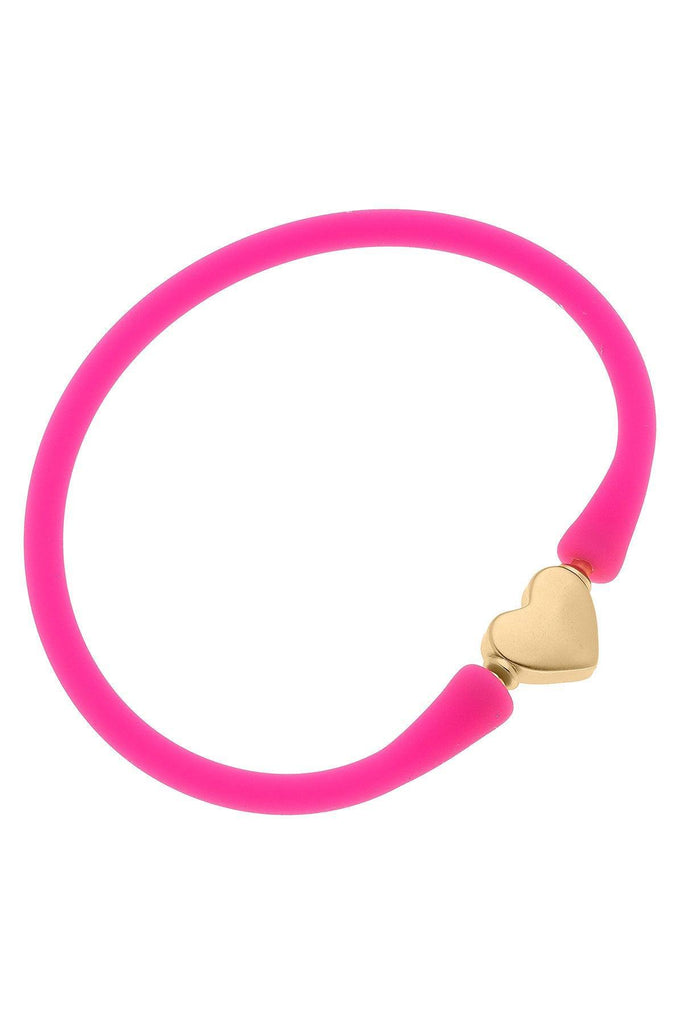 Bali Heart Bead Silicone Children's Bracelet in Fuchsia - Canvas Style