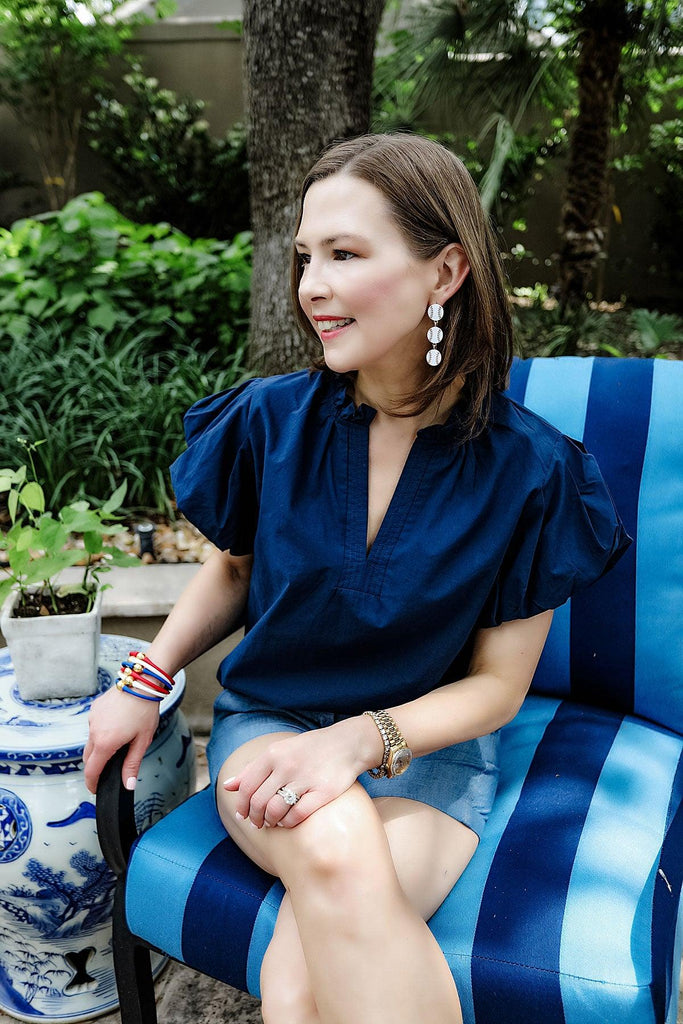 Baseball Triple Drop Enamel Earrings in White & Red - Canvas Style