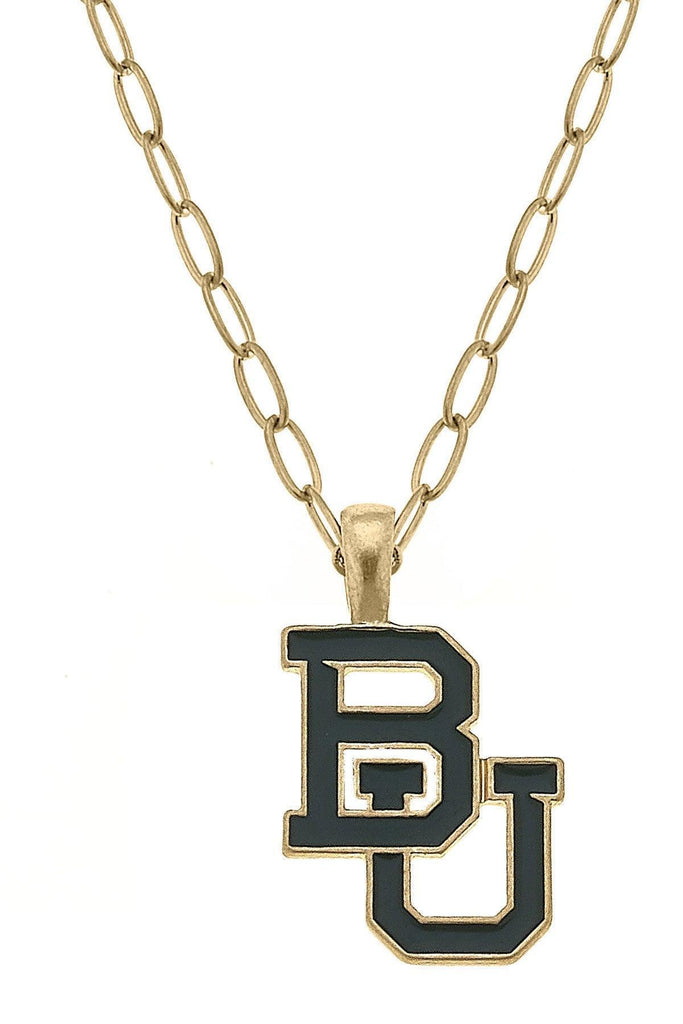 Baylor Bears Enamel Pendant Necklace in Green/Gold - Canvas Style