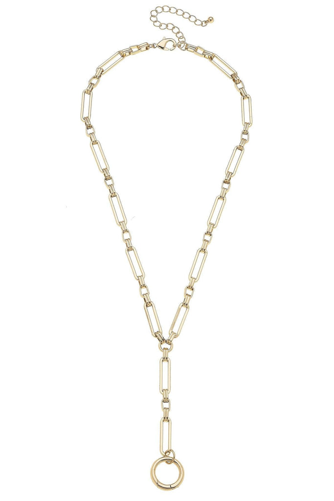 Bella Lariat Charm Necklace Base in Shiny Gold - Canvas Style