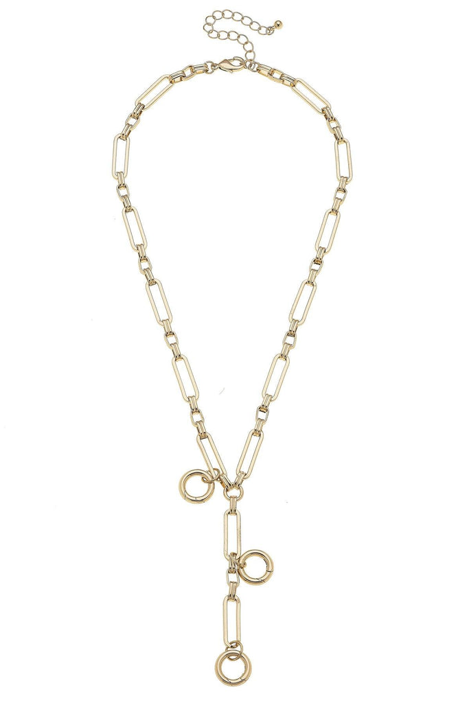 Bella Multi-Charm Lariat Necklace Base in Shiny Gold - Canvas Style