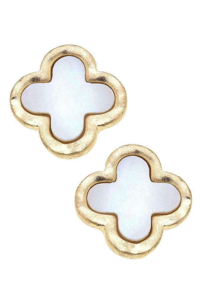 Bethany Clover Mother of Pearl Stud Earrings - Canvas Style