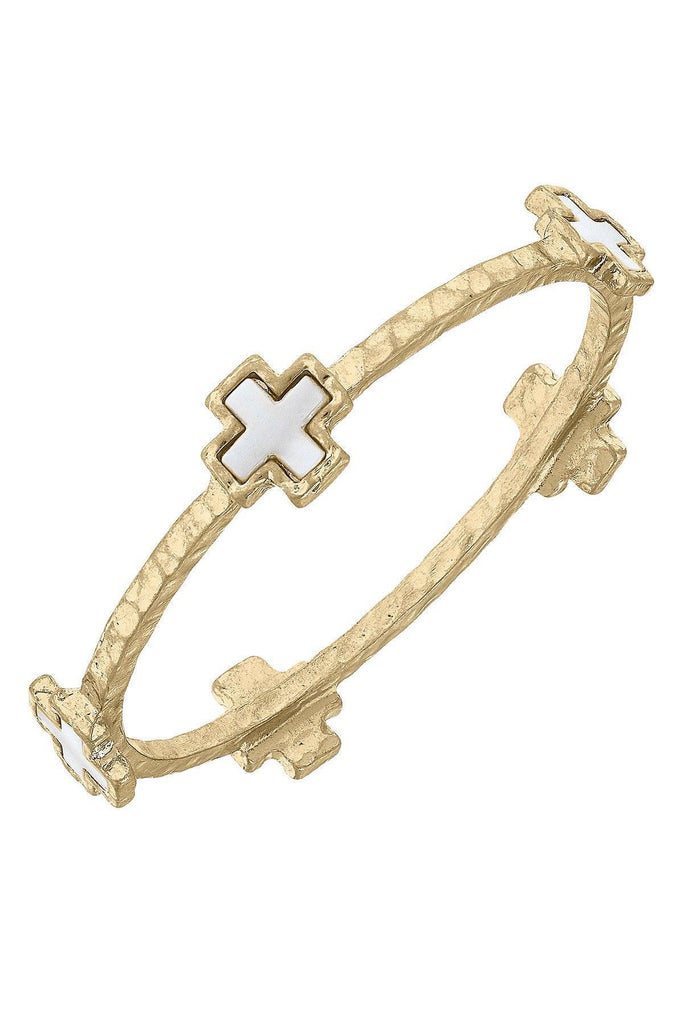 Bethany Cross Mother of Pearl Bangle - Canvas Style