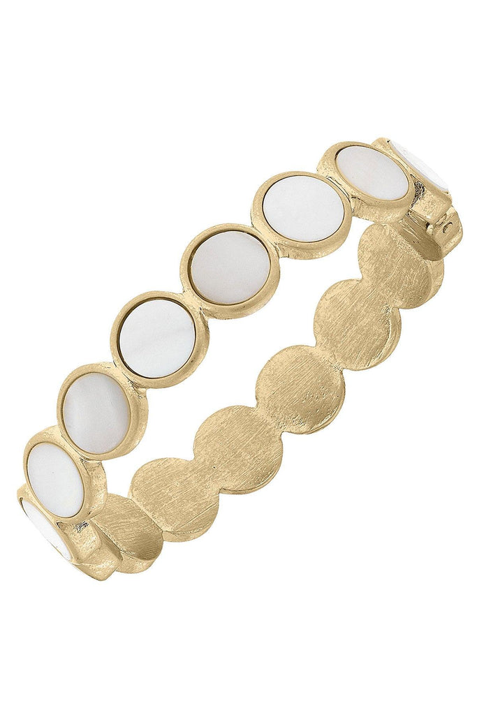 Bethany Disc Mother of Pearl Hinge Bangle - Canvas Style