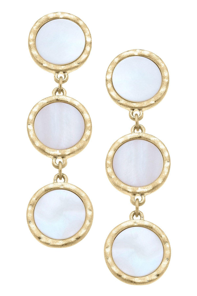 Bethany Disc Mother of Pearl Linked Earrings - Canvas Style