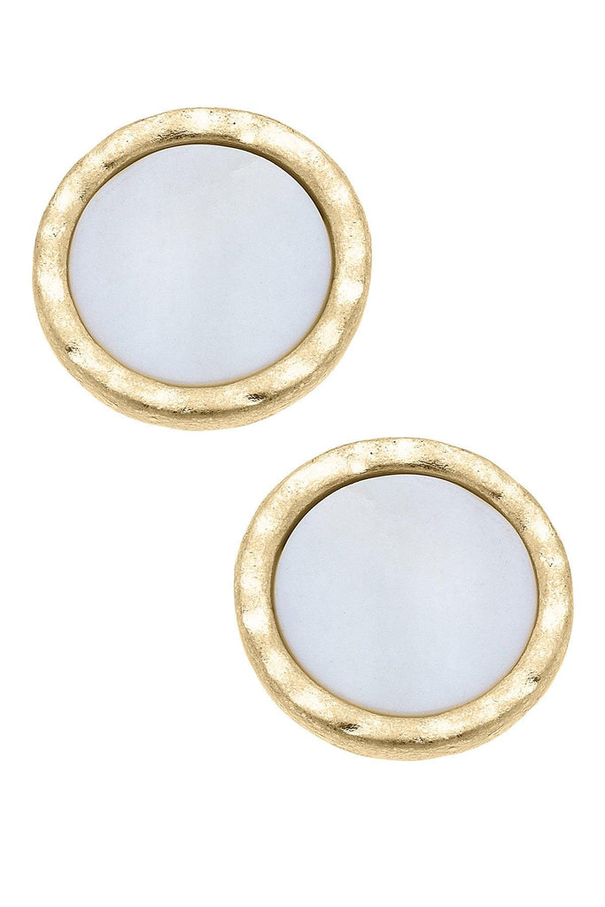 Bethany Disc Mother of Pearl Stud Earrings - Canvas Style