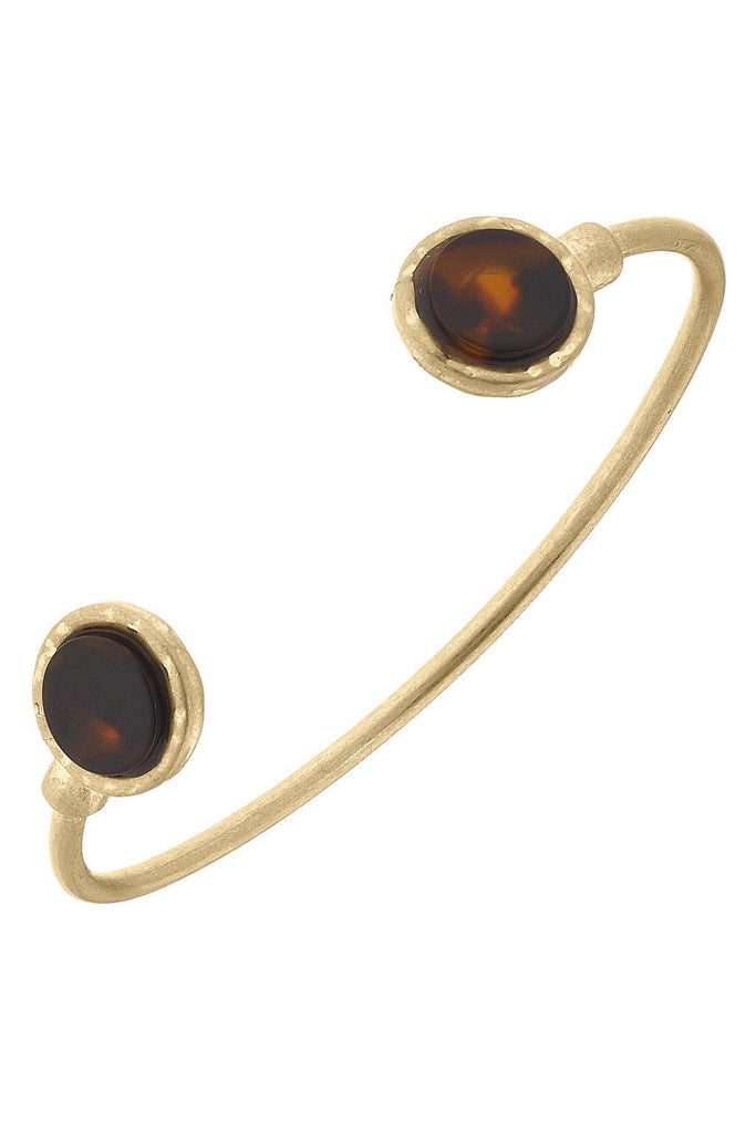 Bethany Disc Tortoise Cuff Bracelet in Worn Gold - Canvas Style