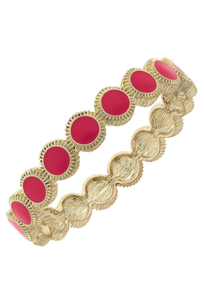 Bianca Enamel Disc Hinge Bangle in Fuchsia - Canvas Style