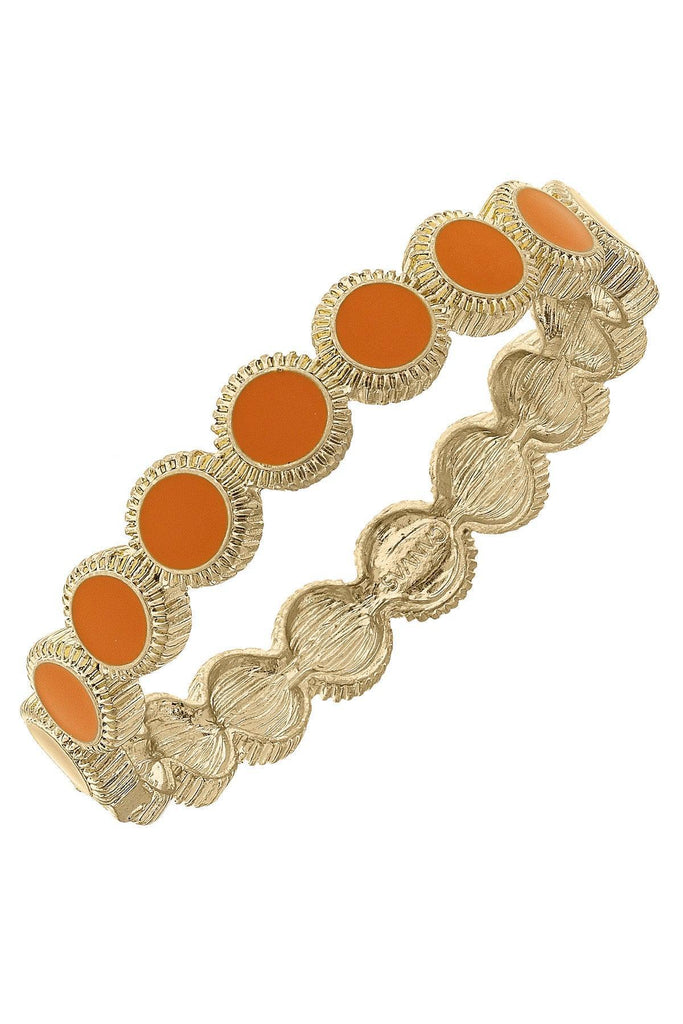 Bianca Enamel Disc Hinge Bangle in Orange - Canvas Style