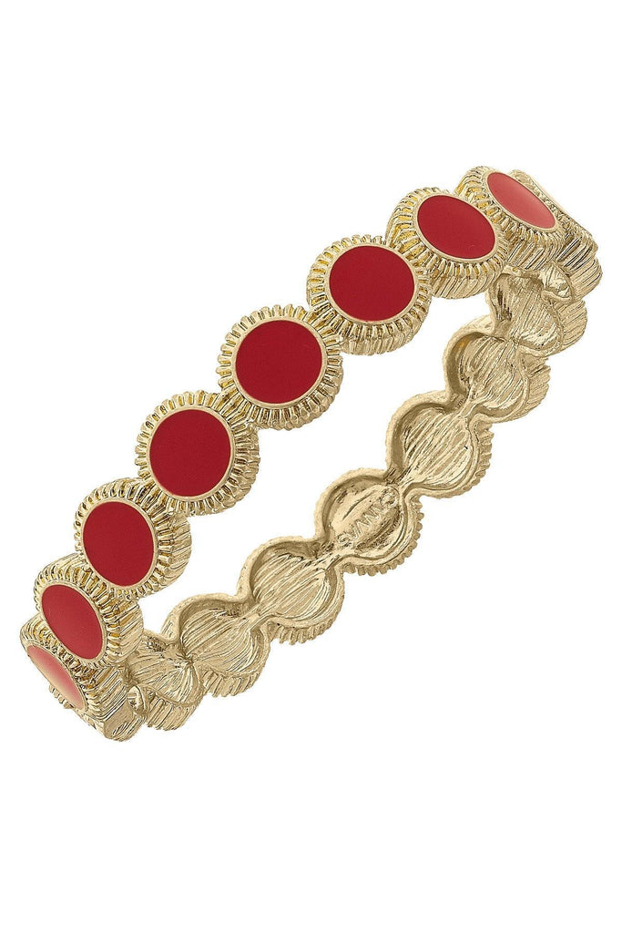 Bianca Enamel Disc Hinge Bangle in Red - Canvas Style