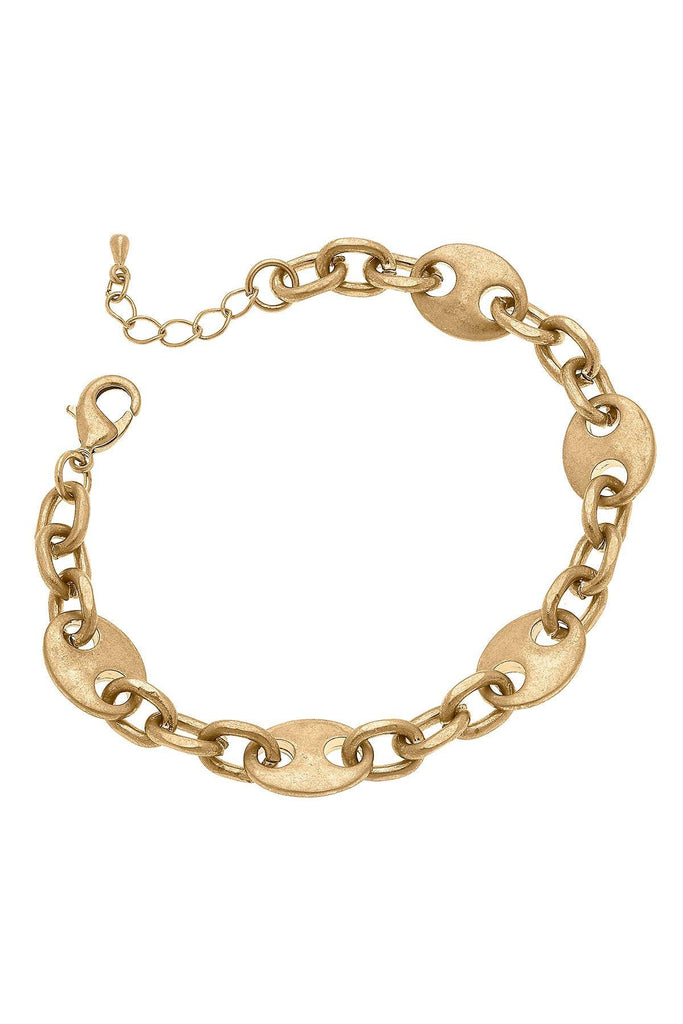 Blaire Mariner Chain Bracelet in Worn Gold - Canvas Style