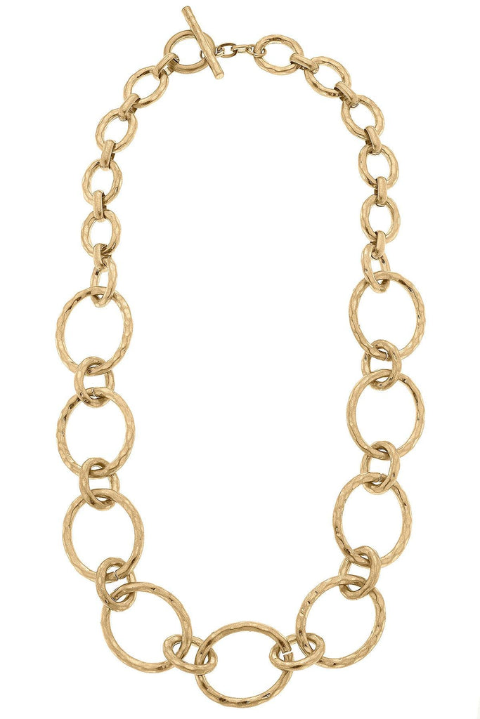 Bliss Hammered Chain Link Statement Necklace - Canvas Style
