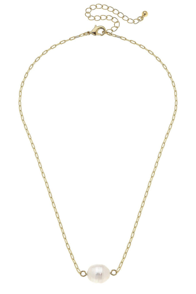 Blossom Pearl Necklace in Worn Gold - Canvas Style