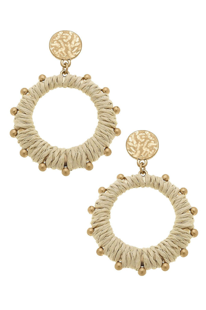 Bora Bora Raffia Hoop Earrings In Natural - Canvas Style