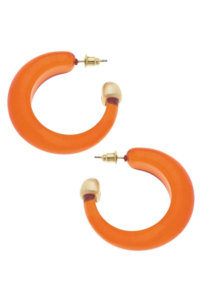 Brady Chunky Resin Hoop Earrings in Burnt Orange - Canvas Style