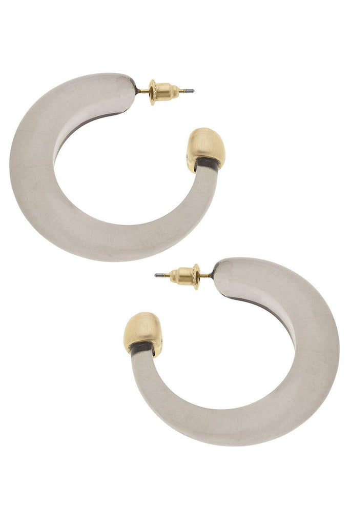 Brady Chunky Resin Hoop Earrings in Grey - Canvas Style