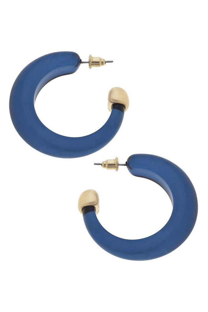 Brady Chunky Resin Hoop Earrings in Navy - Canvas Style