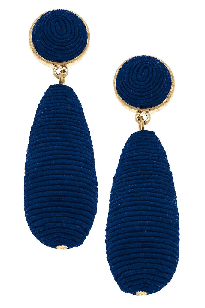 Brielle Silk Cord Drop Earrings in Navy - Canvas Style
