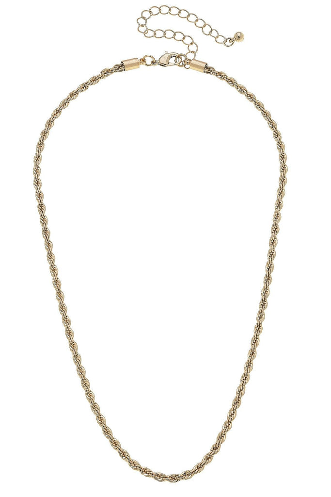 Brooklyn Twisted Rope Chain Charm Necklace Base in Shiny Gold - Canvas Style