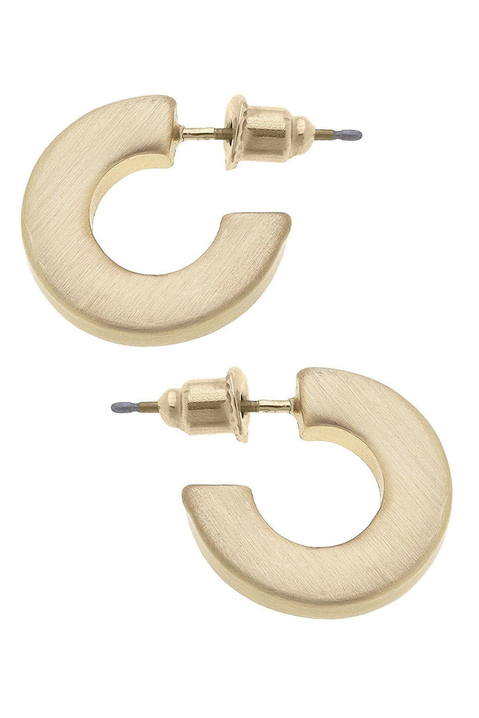 Cali Large Flat Hoop Earrings in Satin Gold - Canvas Style