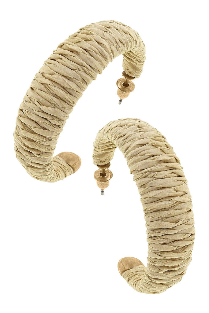 Cancun Raffia Hoop Earrings in Natural - Canvas Style