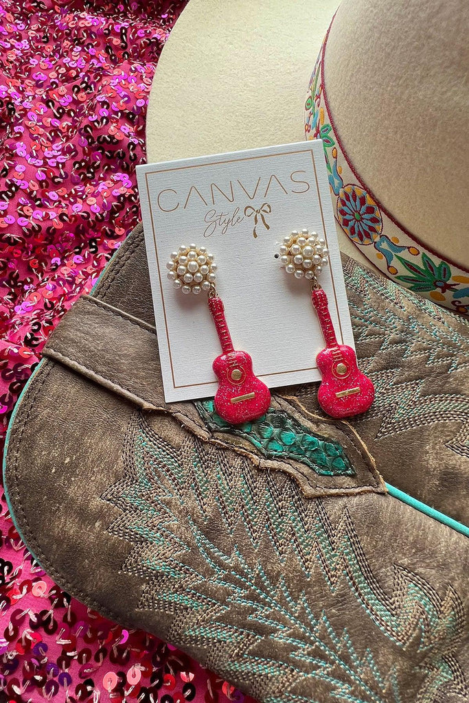 CANVAS Style x AP Style Guitar Earrings in Pink - Canvas Style