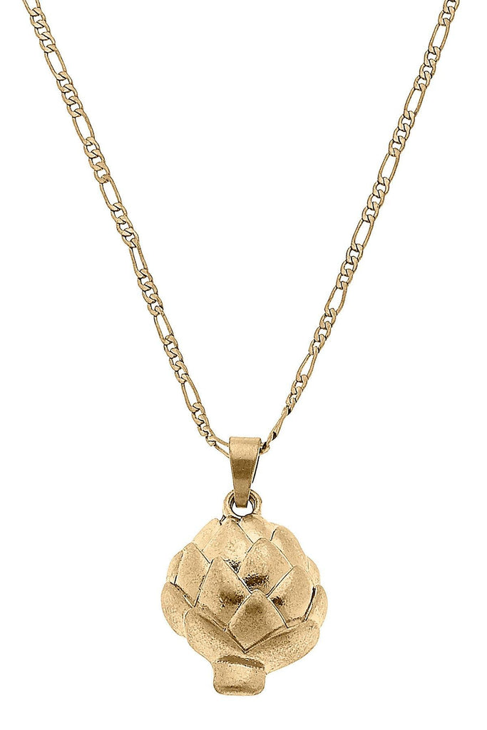 CANVAS Style x @ChappleChandler Suzy Artichoke Charm Necklace in Worn Gold - Canvas Style