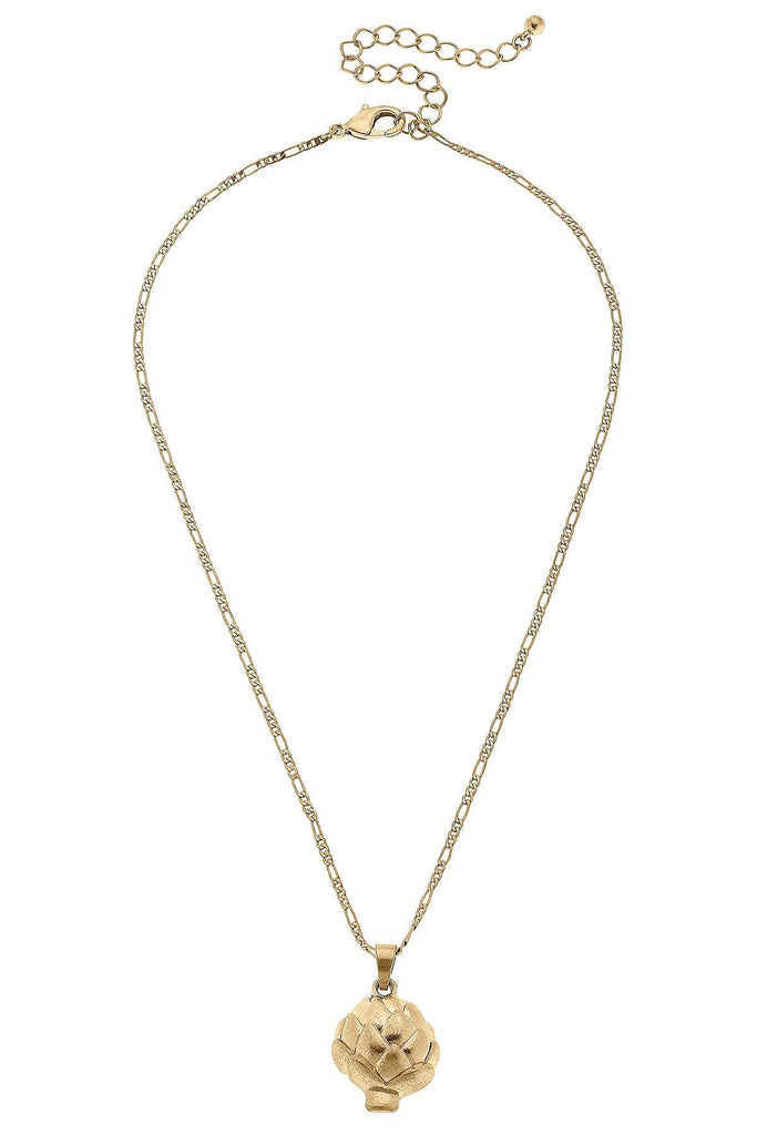 CANVAS Style x @ChappleChandler Suzy Artichoke Charm Necklace in Worn Gold - Canvas Style