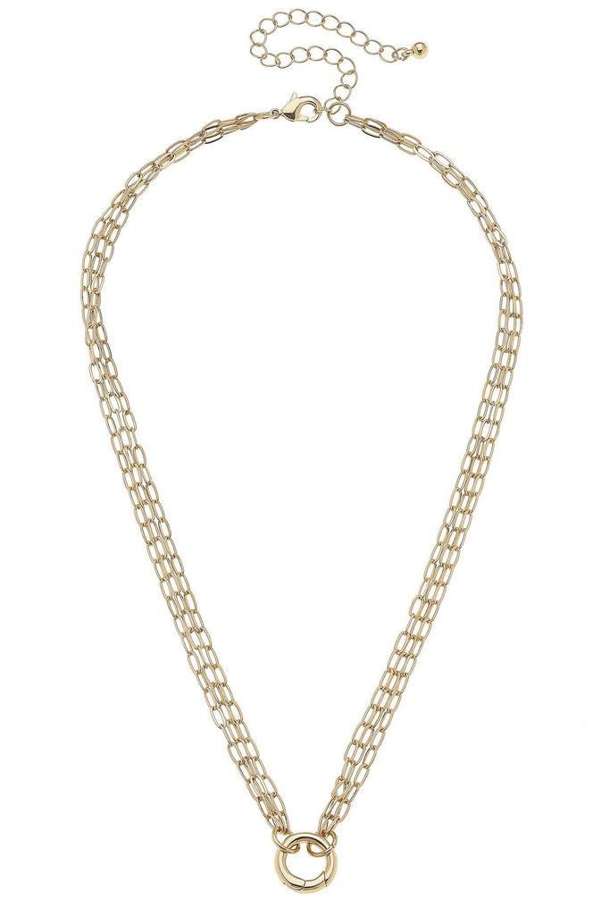 Celia 3-Row Dainty Charm Necklace Base in Shiny Gold - Canvas Style