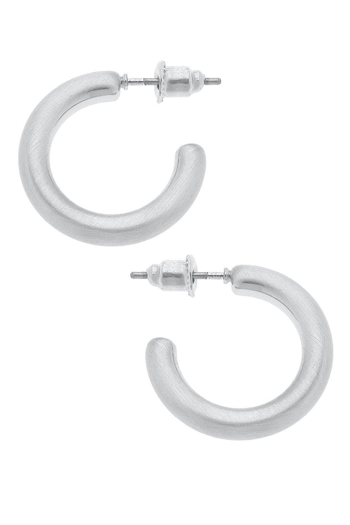 Célia Hoop Earrings in Satin Silver - Canvas Style