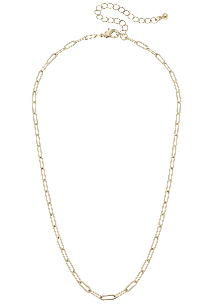 Celia Paperclip Chain Charm Necklace Base in Shiny Gold - Canvas Style