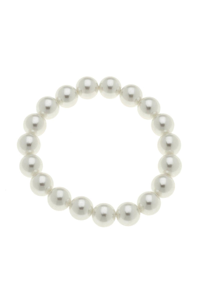 Chloe Beaded Pearl Stretch Bracelet in Ivory - Canvas Style