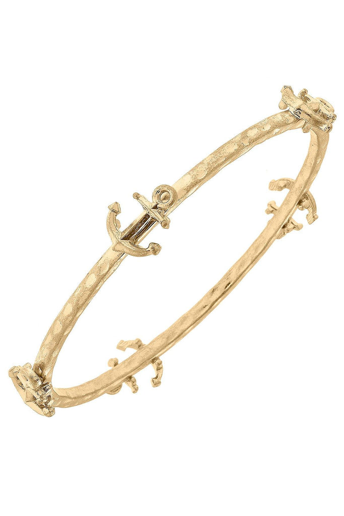 Claudia Anchor Bangle in Worn Gold - Canvas Style