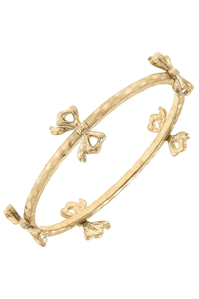 Claudia Bow Bangle in Worn Gold - Canvas Style