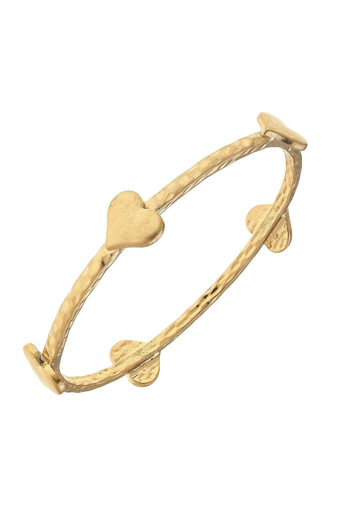 Claudia Heart Bangle in Worn Gold - Canvas Style