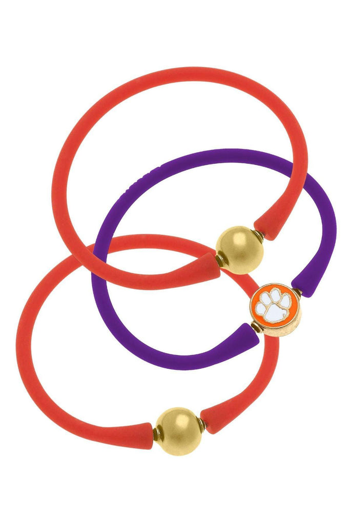 Clemson Tigers 24K Gold Plated Bali Bracelet Stack (Set of 3) - Canvas Style