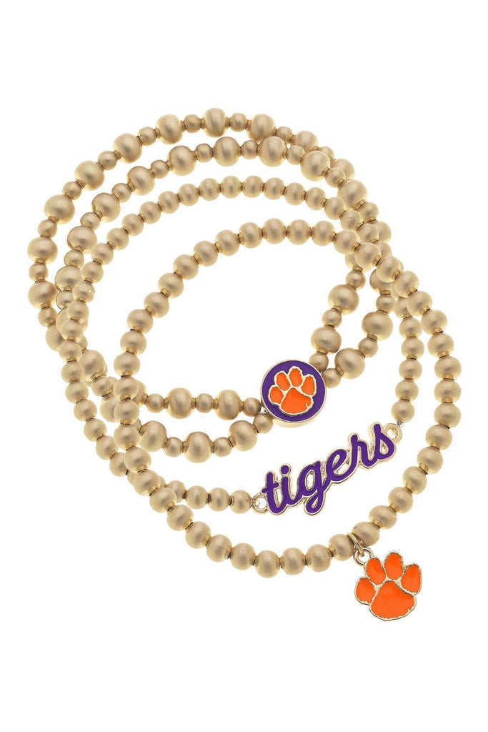 Clemson Tigers Ball Bead Stretch Bracelet Stack - Canvas Style