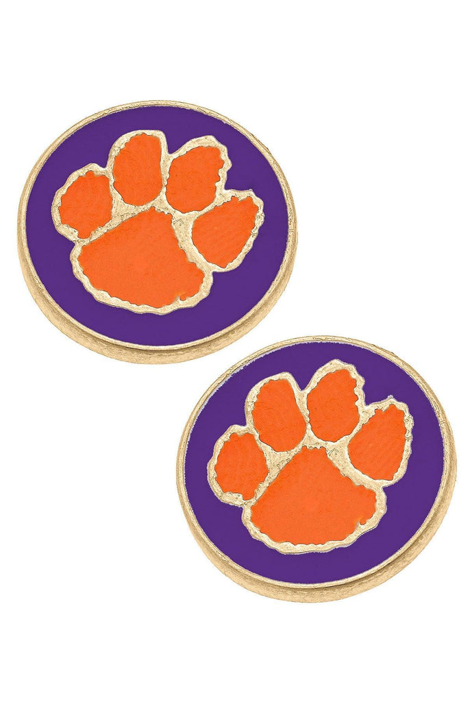 Clemson Tigers Enamel Disc Stud Earrings - FINAL SALE - Canvas Style