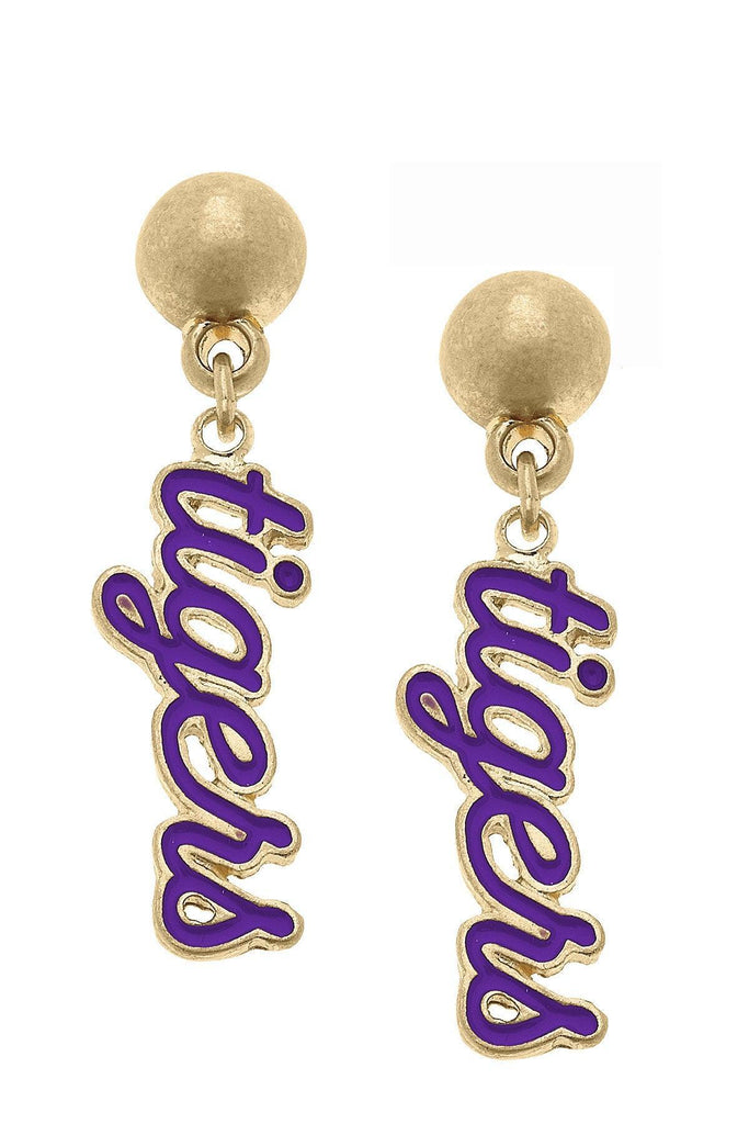 Clemson Tigers Enamel Script Earrings - Canvas Style