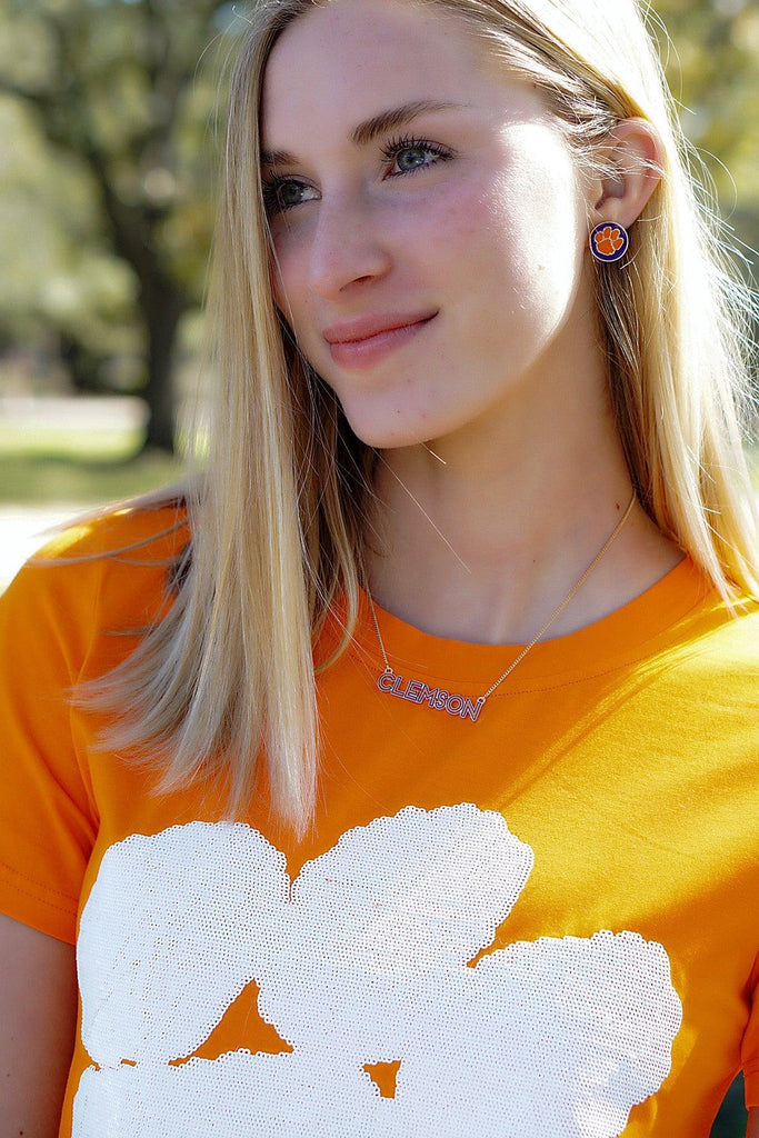 Clemson Tigers Outline Enamel Necklace - Canvas Style