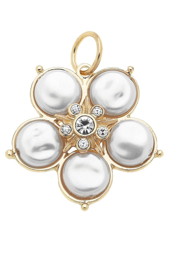 Coin Pearl Flower Charm in Ivory - Canvas Style