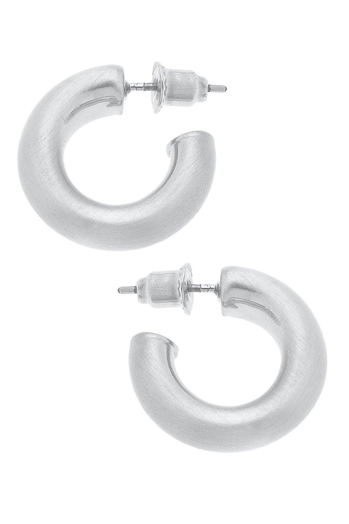 Coraline Hoop Earrings in Satin Silver - Canvas Style