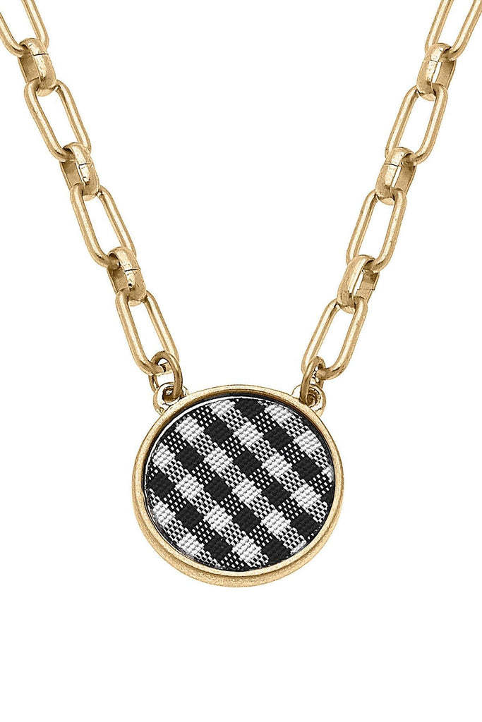 Corrie Gingham Pendant Necklace in Black - Canvas Style