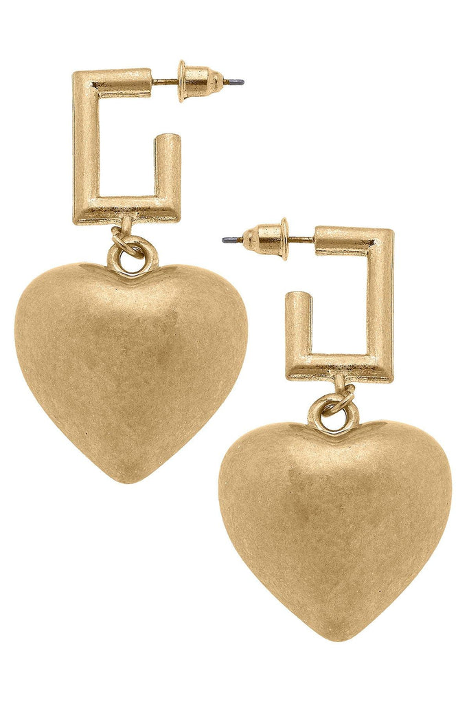 Dakota Puffy Heart Drop Earrings - Canvas Style